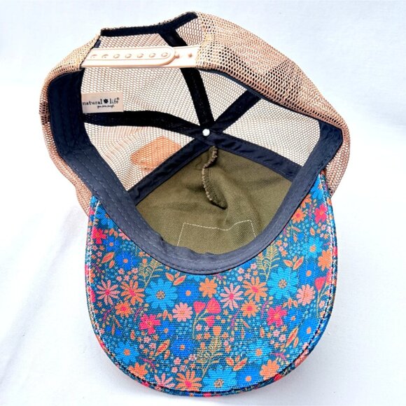 Natural Life Canvas Mesh Back Snapback Trucker Baseball Cap Hat Floral Bill - Picture 5 of 6
